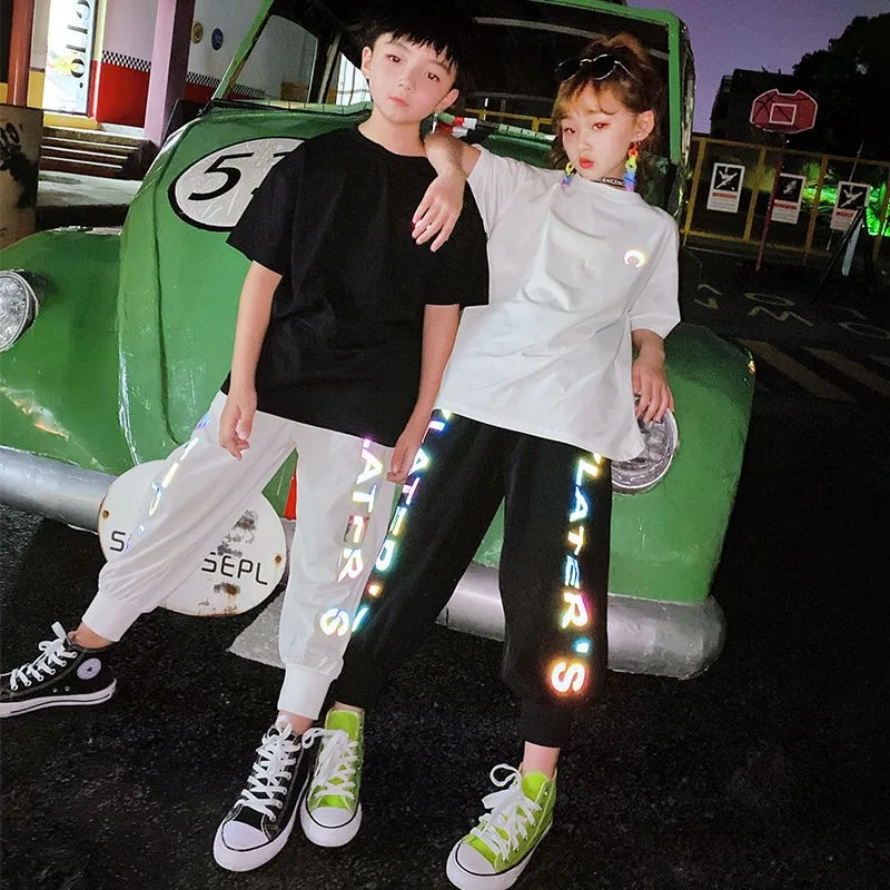 Одежда для девочек футболка со светоотражающими красочными крыльями свободные