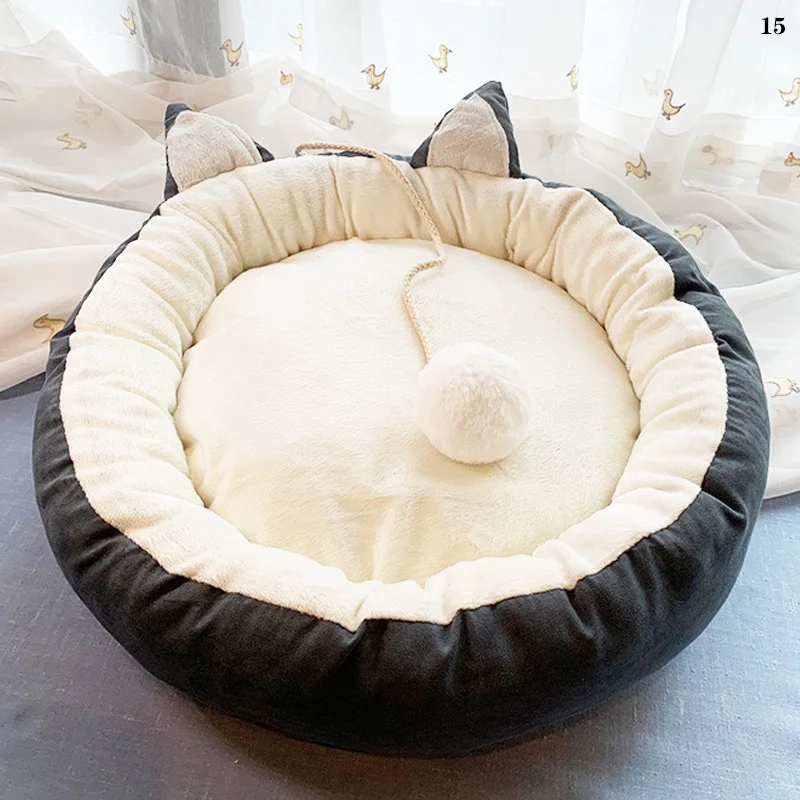 

Round Type Cat Ears Nest Four Seasons Warm Sleeping House Washable Dog Kennel Cat Bed Small And Medium-Sized Cats Dogs Houses