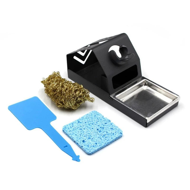 

T12 Soldering Iron Station Stand Stable Welding Solder Iron Tips Holder with Insulation Pad Brass Wire Ball Tip Cleaner Sponge