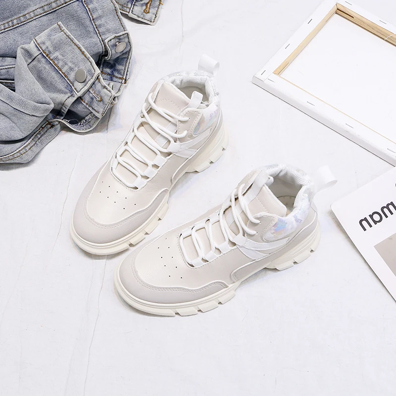 2019 брендовые белые кроссовки на платформе сезон весна-осень женские в стиле