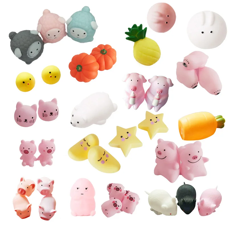 18 шт. забавные мягкие игрушки LANDZO Mochi со звуком животные фрукты для снятия стресса