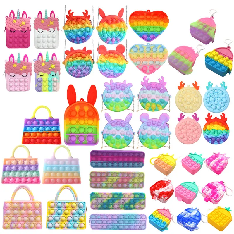 

Camouflage Push Bubble Handbag Decompression Coin Purse Kids Adult Interactive Sensory Fidget Toys for Children Autism Needs