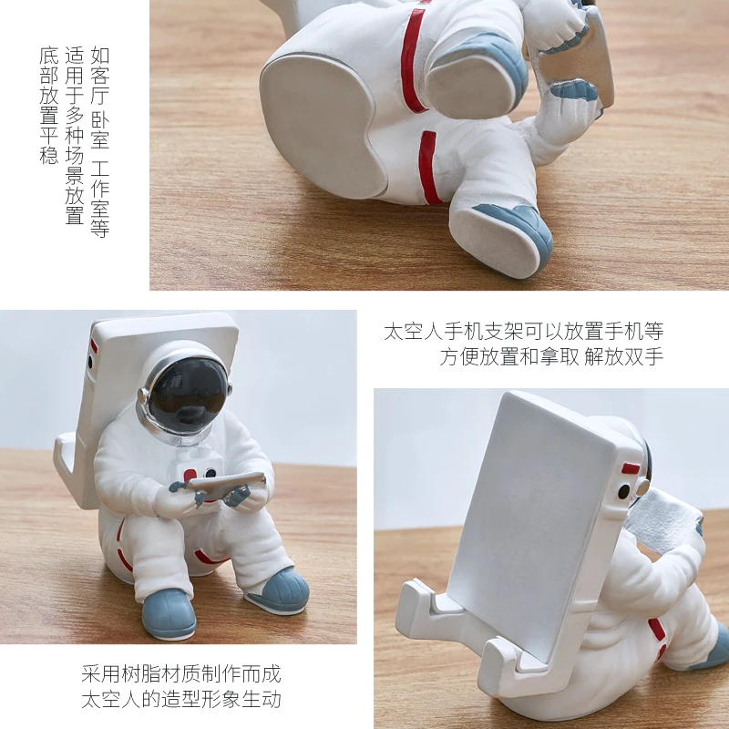 

Astronaut Functional Ornaments Resin Portrait Statue Desk Decor Mobile phone bracket Statuette Home Decoration Accessories Moder