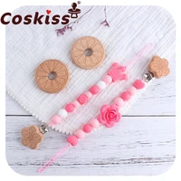 coskiss customizable silicone personalised name beech flower pacifier clip baby silicone crown holder baby bath gift