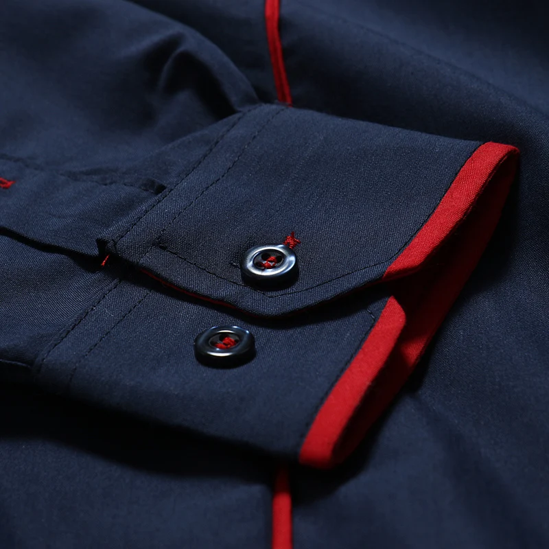 Мужская приталенная рубашка Camisa Masculina Повседневная однотонная черная с длинными