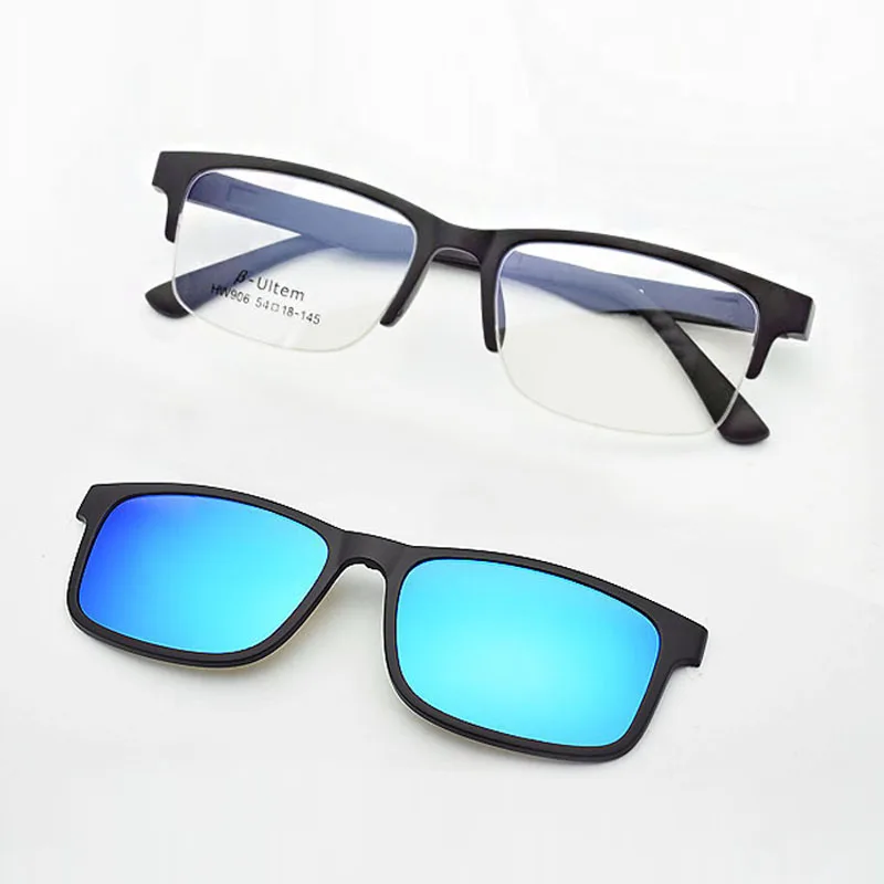 С плоскими стеклами и половинной рамкой очки матовый черный Для мужчин's женщин