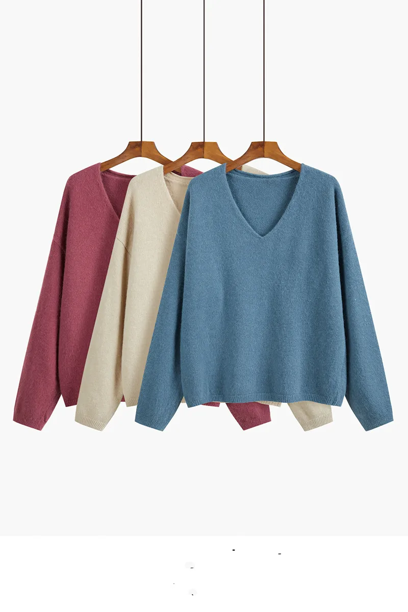 

Loose V-neck Sweater For Women To Wear Pullover Lazy Wind Autumn Winter 2020 New Small Sweater Sweater