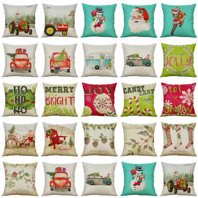 Рождественская наволочка чехол для подушки домашняя подушка из хлопка льняная