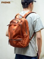 fashion luxury genuine leather mens large capacity backpack casual designer high quality natural cowhide travel laptop bagpack