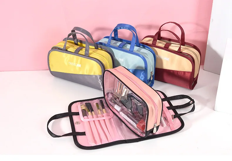 

Color Matching Two In One Makeup Bag Women Wash Bag Travel Organizer Multi-function Large Capacity Splicing Cosmetic Bag