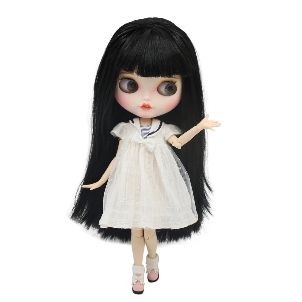 Ледяной DBS Blyth кукольные 1/6 bjd с открытым носом черные прямые волосы из белой кожи