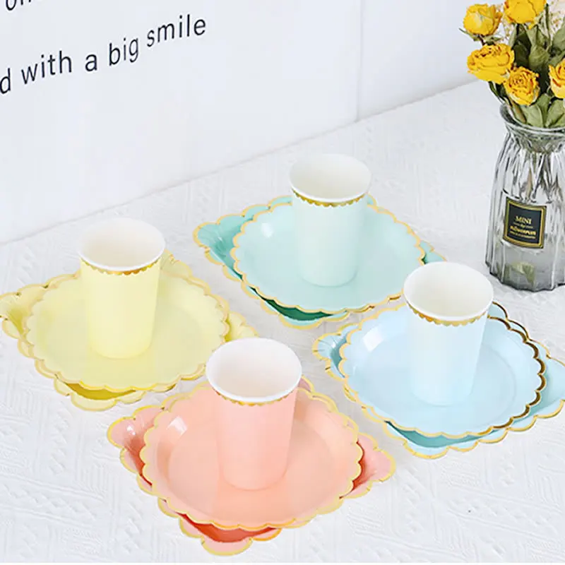 

Gold pattern party disposable tableware set party decoration paper cup dinner plate wedding birthday party tableware supplies