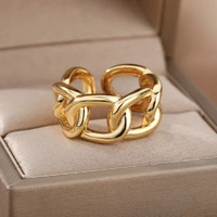 twist chain rings for women men stainless steel punk couple finger ring wedding open adjustable jewelry gift bijoux femme