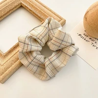Women Hair Rope Fresh Plaid Color Matching Elastic Retro French Hairband Fashion Rubber Band Bracelet Accessories Girl Hair Band