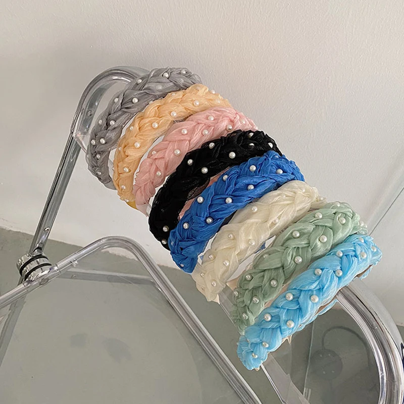 

New Fashion Women Headband Wide Side Crumpled Cloth Multi-layer Cross Knot Hairband Adult Braid Hair Accessories Wholesale