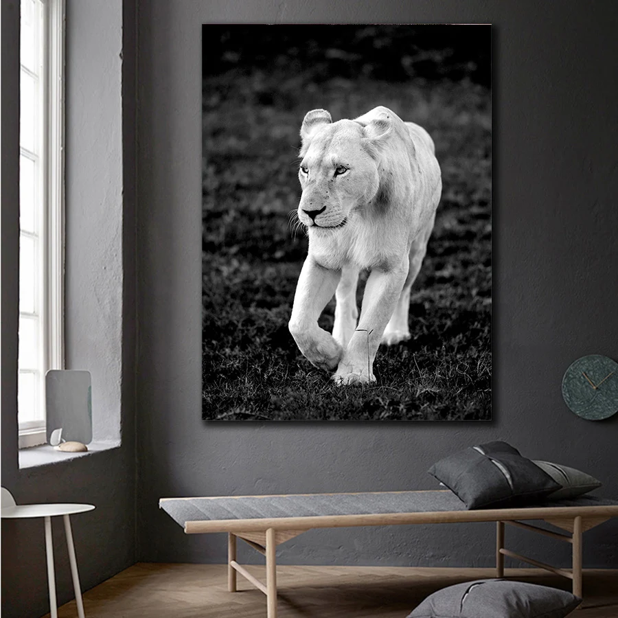 Поп арт живопись черный белый цвет дикий постеры с животными и принты Nordic стены