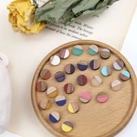 diy handmade jewelry accessories individual stitching coloured wood and resin patch earring necklace bracelet material