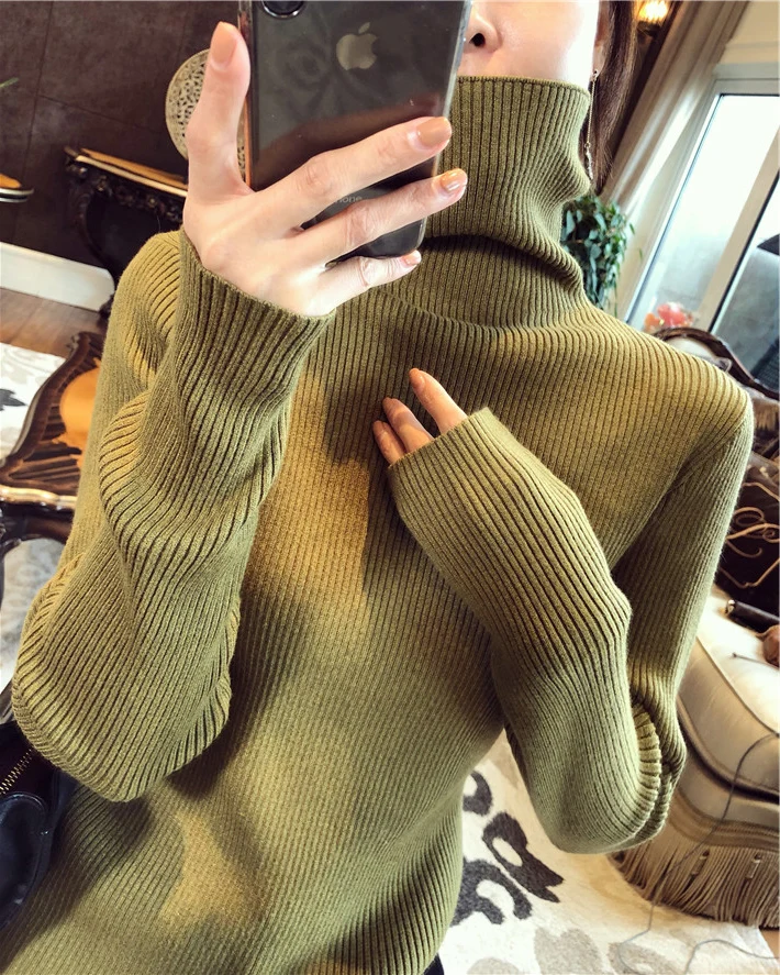 

2020 осень-зима Новый стиль интернет-знаменитость ворс с воротником «хомут», Базовый Топ пуловер узкие внутренняя матч футболка» Lazy» вязать