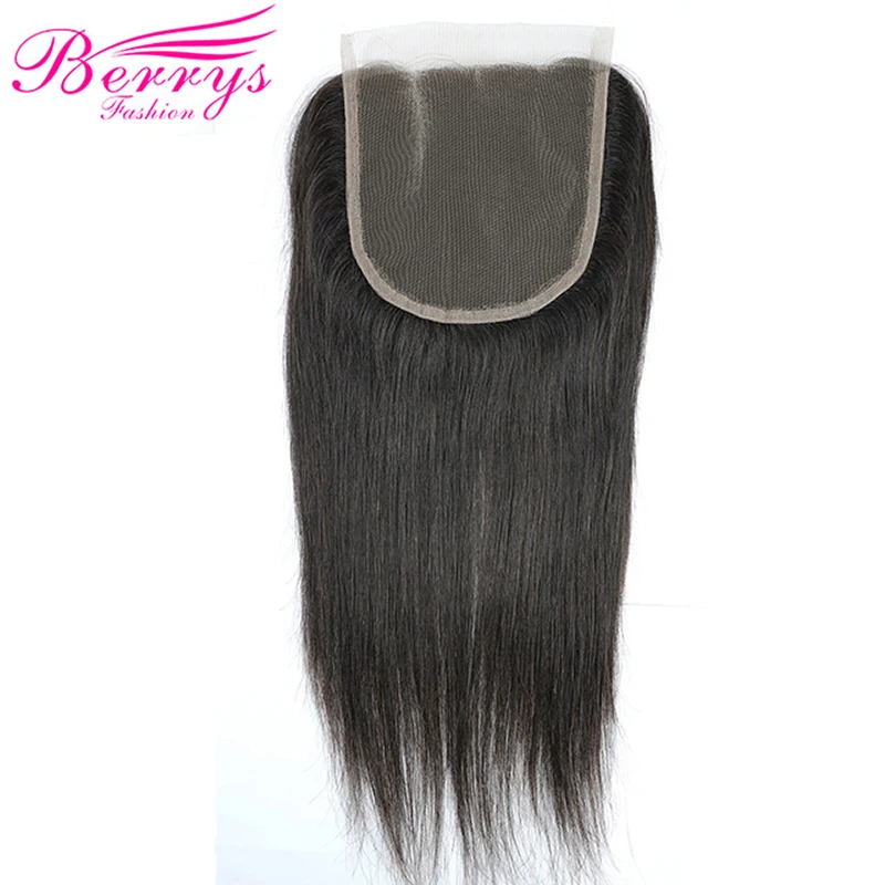 [Berrys Fashion] кружевная застежка 3 части 5x5 бразильские прямые волосы 100% человеческие