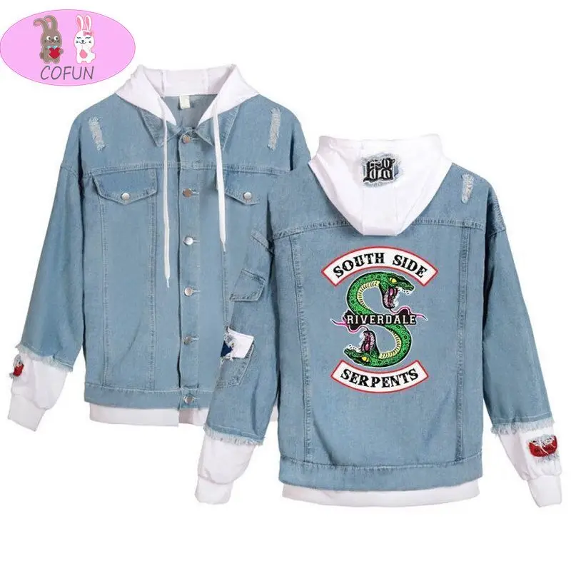 

COFUN Riverdale Denim Jacket South Side Serpents Streetwear Tops Spring Jean Women Harajuku Hip Hop Denim Clothing Female