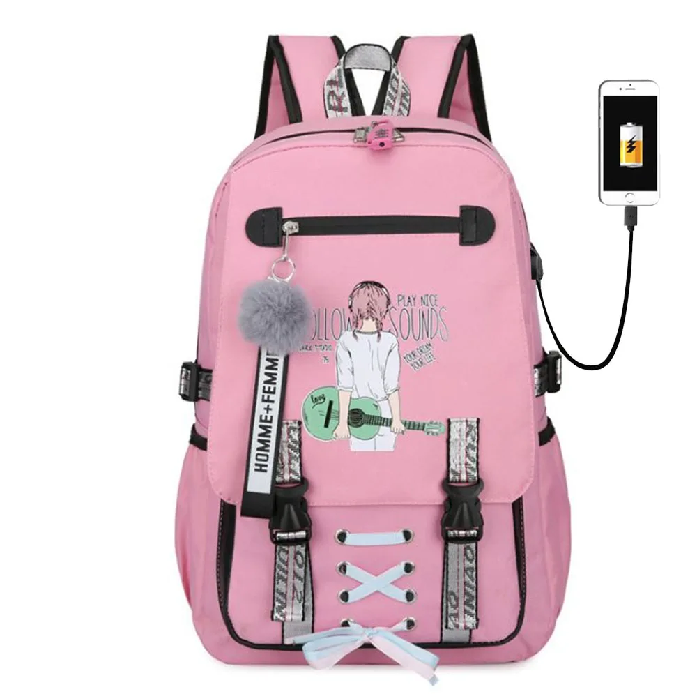 

Student Cute School Bag Kawaii Girl Backpack Women Travel Backpack Anti-theft USB Charging Laptop Female Fashion Book Bag