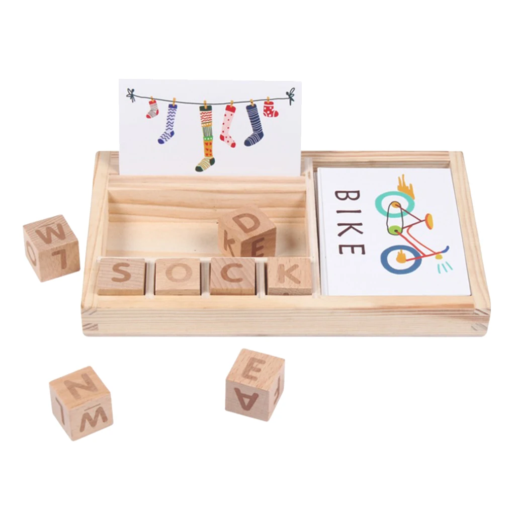 

Montessori Learning English Cards Alphabet Spelling Words Kids Games Spelling Word Building Block Early Educational Toys