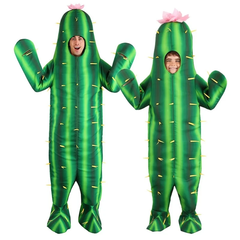 Unissex adulto cactus traje cosplay festa de férias engraçado verde dos homens cactus para crianças menino macacão vestido extravagante