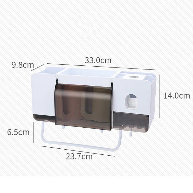 

Wall Mounted Toothbrush Holder Set with Cups Automatic Toothpaste Dispenser Bathroom Kit Home Accessories