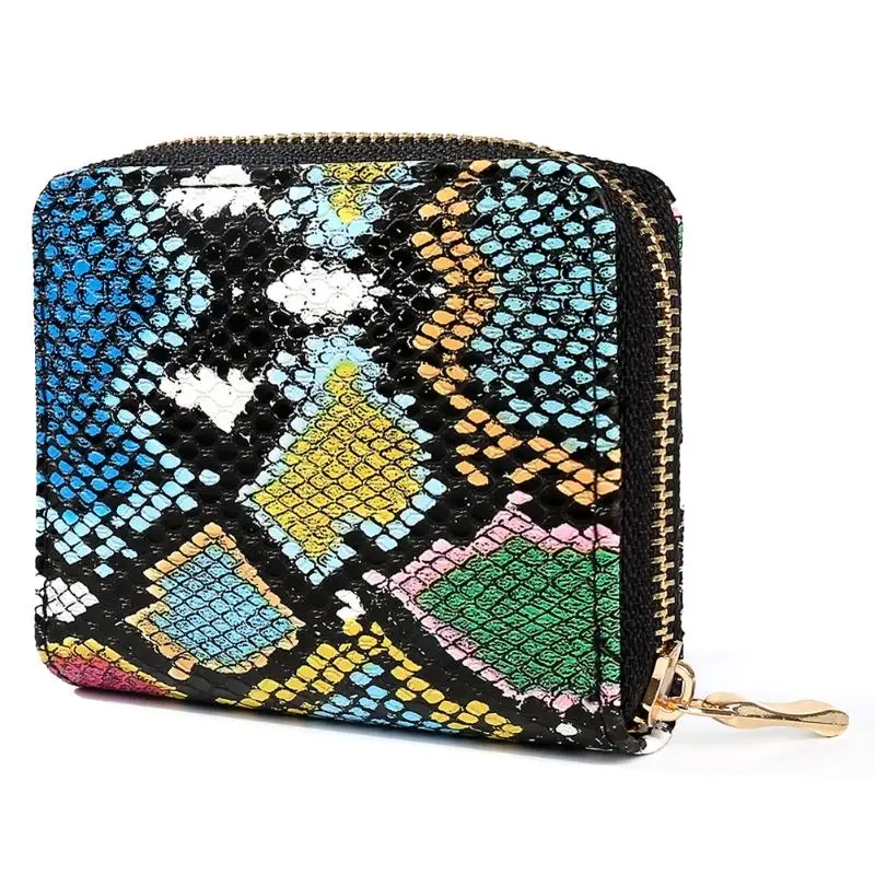 Женский короткий кошелек дневного сцепления сумки для карт дамская змеиная