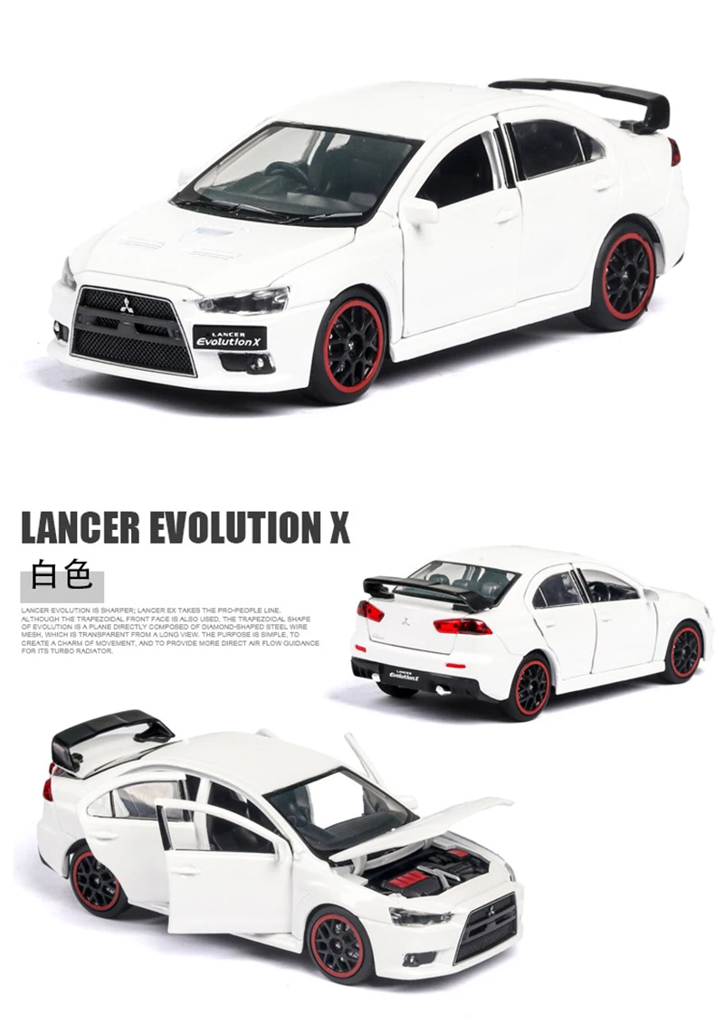 1:32 Mitsubishi EVO Lancer Evolution, игрушечный автомобиль из сплава, литая под давлением и Игрушечная модель автомобиля, игрушечные машинки для детей, подарки на день рождения, Рождество