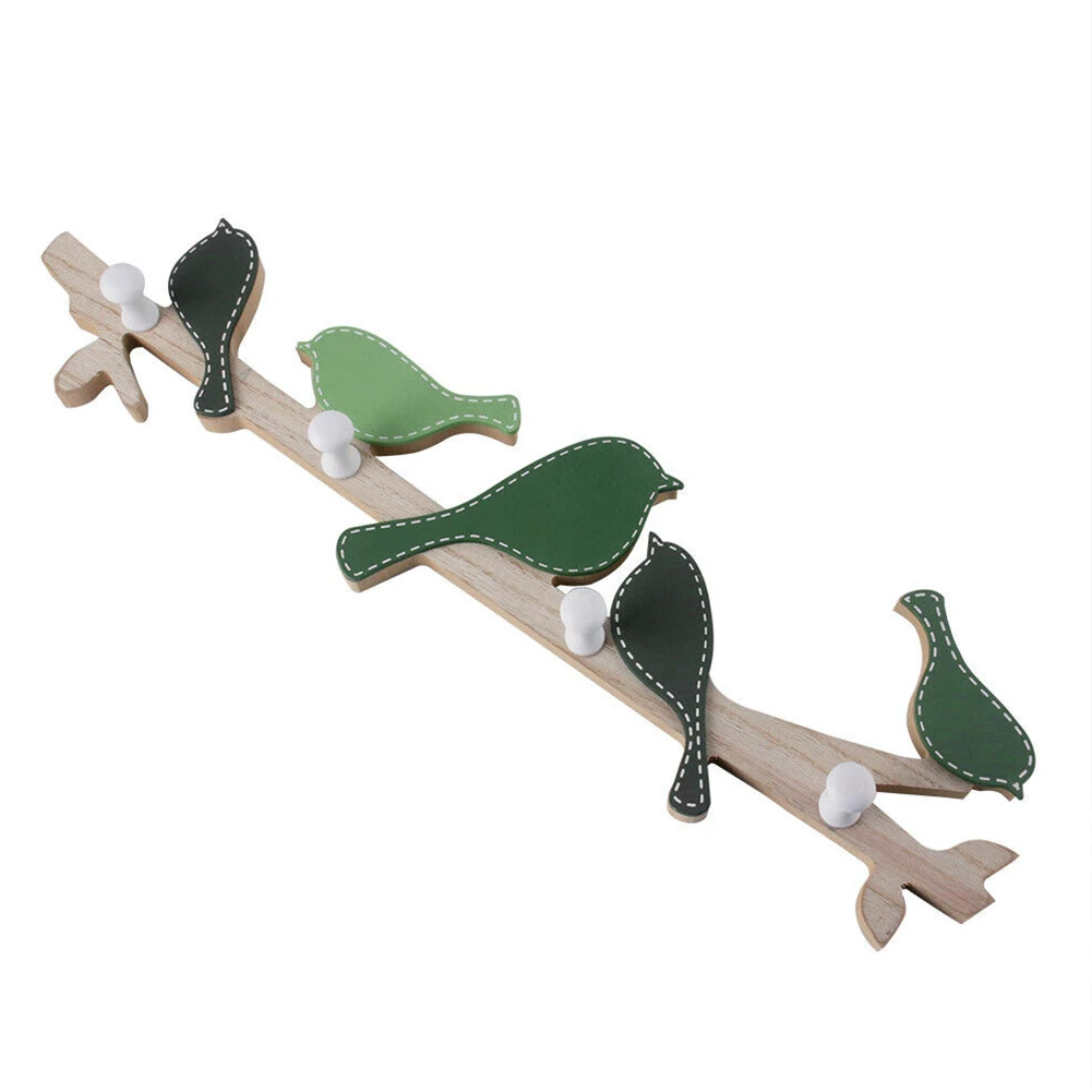 Винтажный Простой настенный крючок для гостиной деревянные вешалки птиц