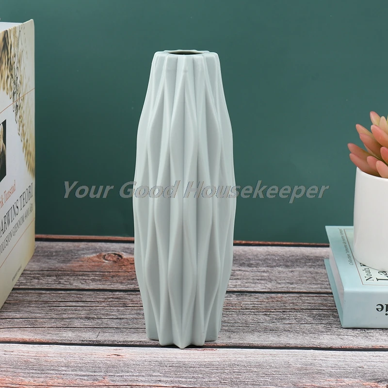 

Flower Vase Decoration Home Plastic Vase White Imitation Ceramic Flower Pot Home Flower Arrangement Living Room Decorations