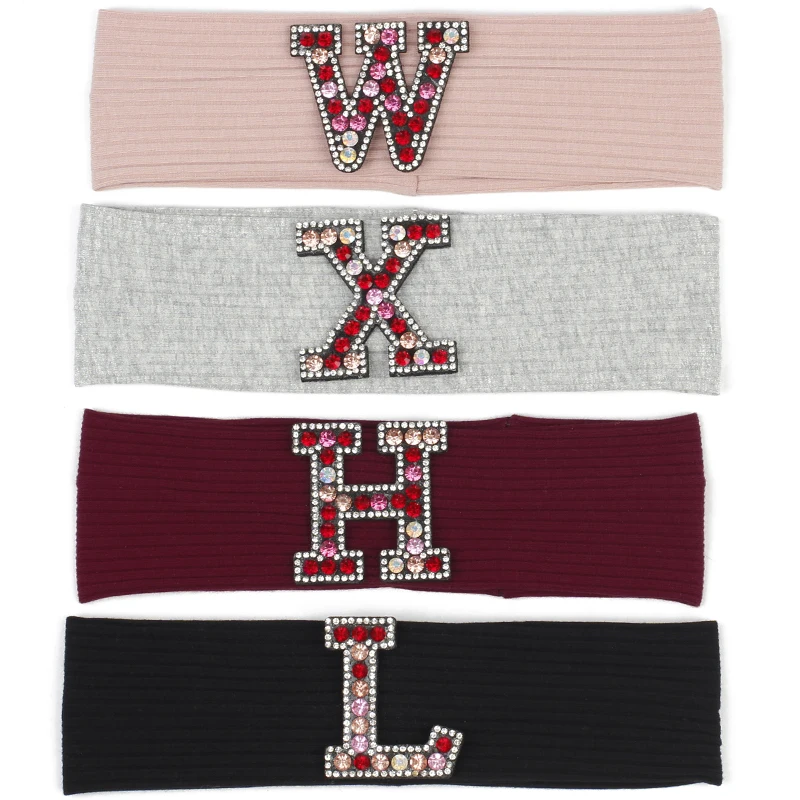

Women Summer Multi-color Rhinestones letter Cotton Ribbed headbands 2020 Casual hairbands ladies Girls hair Accessories