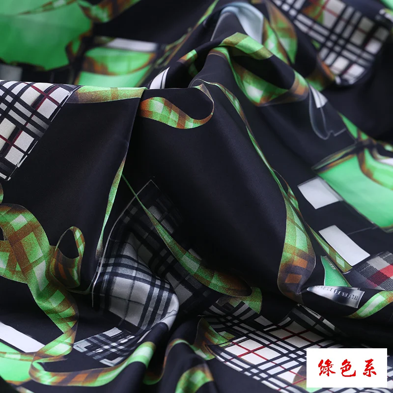 

By Meter Perfume Bottles Printed Elastic Satin Dress Silk Fabric.