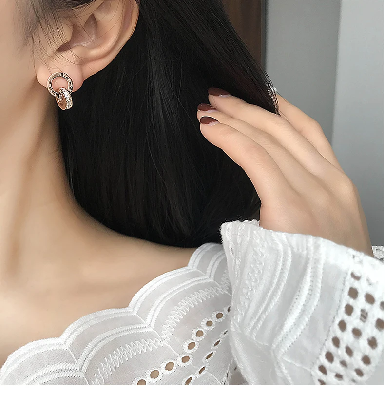 Женские серьги с кубическим цирконием в римском стиле Ins модные украшения для