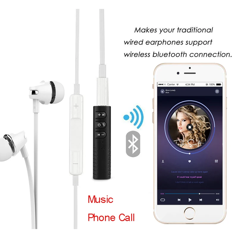 Беспроводной bluetooth приемник аудио музыкальный адаптер звонок для iPhone X 5 6 7 8 Plus 3 мм