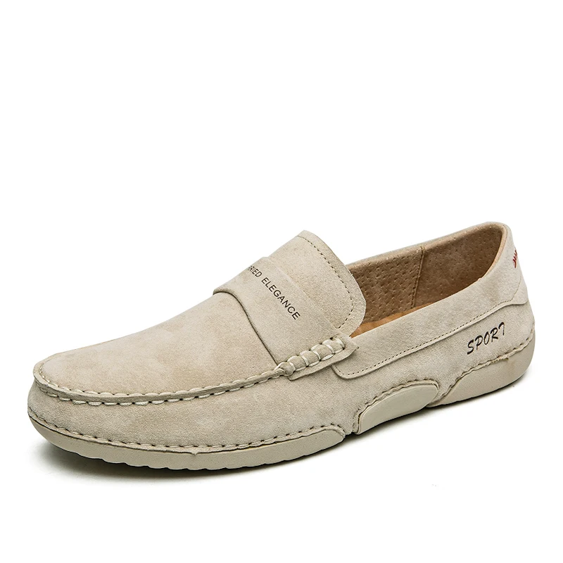 

Мокасины мужские кожаные ручной работы, уличные мягкие лоферы, без застежки, повседневная обувь для вождения