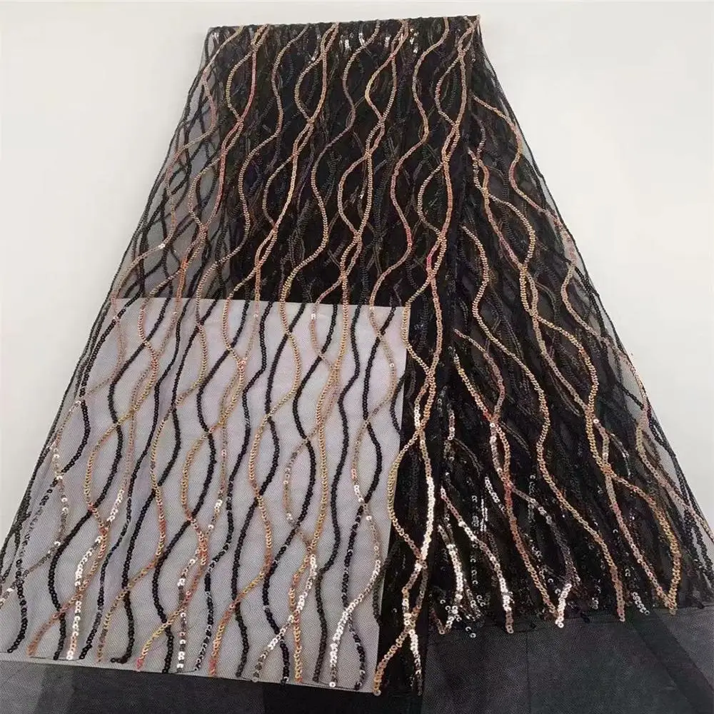 

Sequins Lace Fabric 2020 African Tulle Lace Fabric Embroidery African French Lace With Sequins For Nigerian Wedding Dress