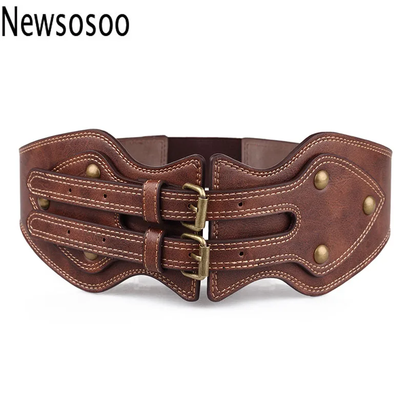 Ремень из натуральной кожи Женский модный широкий эластичный пояс Крейзи Хорс с