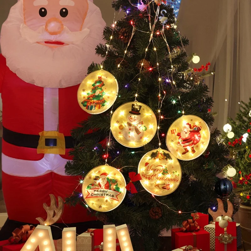 

Natal Christmas Santa Claus Elk Bell LED Fairy Lights Xmas Ornaments Navidad for Home New Year Decor