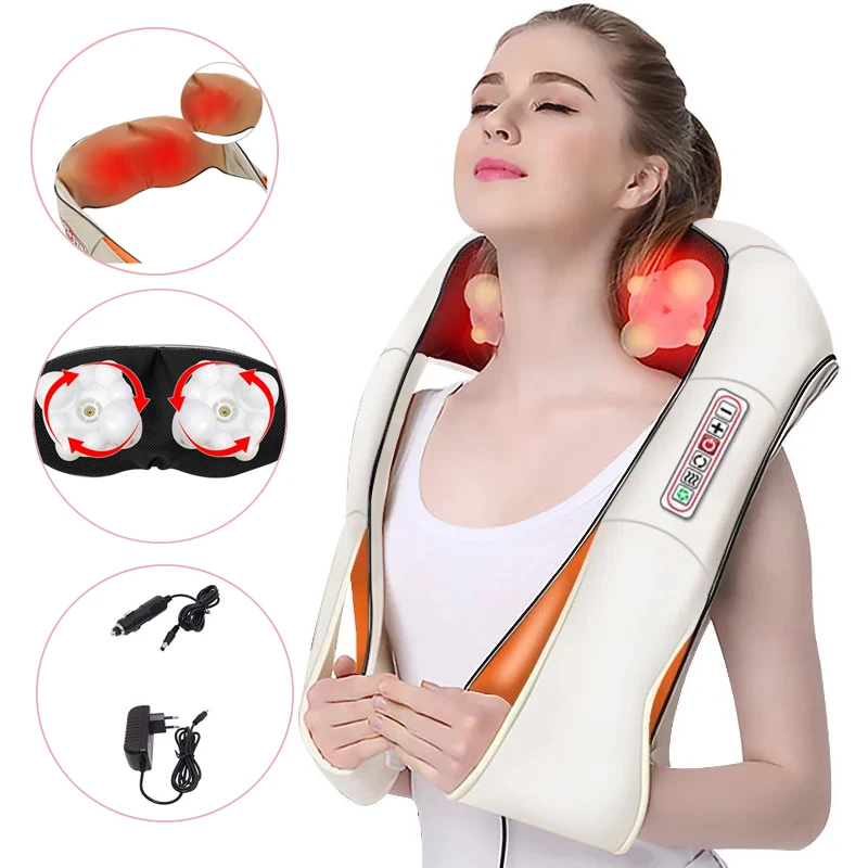 

U Shape Electrical Shiatsu Neck Back Shoulder Body Massager Multi Shawl Infrared Heated Kneading for Home Car Relief Massager