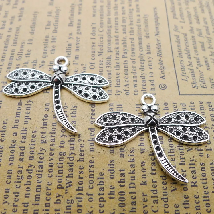 

8 PCS/Lot 29mm*35mm Pendant Antique Silver Color Dragonfly Charms For DIY Jewelry Making DIY Handmade Craft