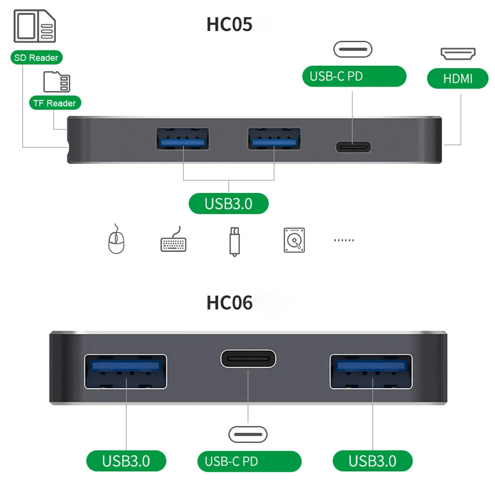 Фото 6/3in1 Тип USB C Hub адаптер с 4K USB-C HDMI 3 0 порты TF/SD кард-ридер PD быстрая Зарядное 6/3in1 Тип USB C Hub адаптер с 4K USB-C HDMI 3 0 порты TF/SD кард-ридер PD быстрая Зарядное