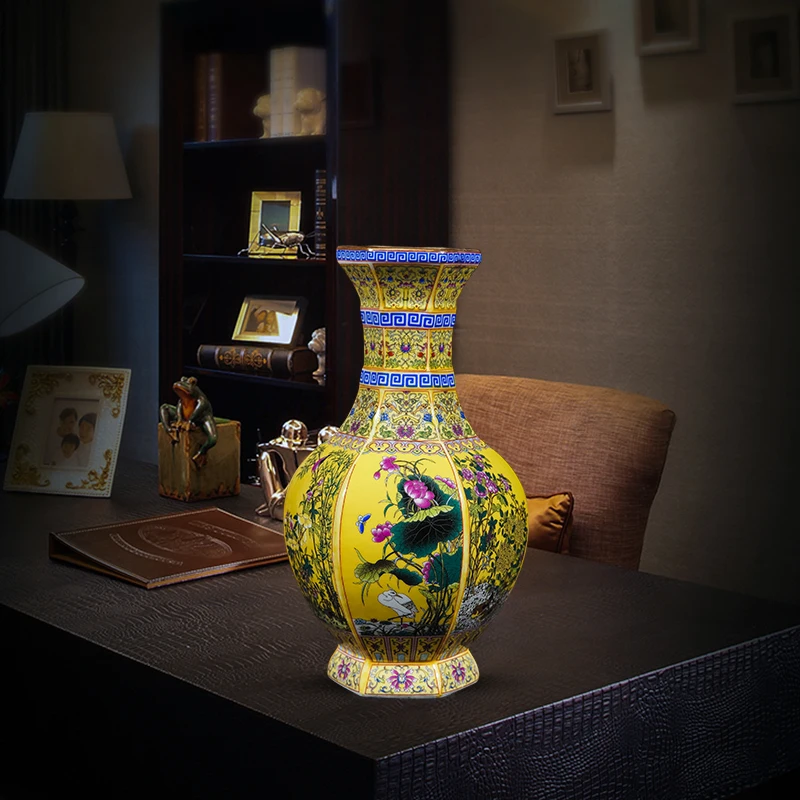 Керамика Цзиндэчжэнь эмаль антикварная ваза китайская гостиная ТВ-шкаф декор
