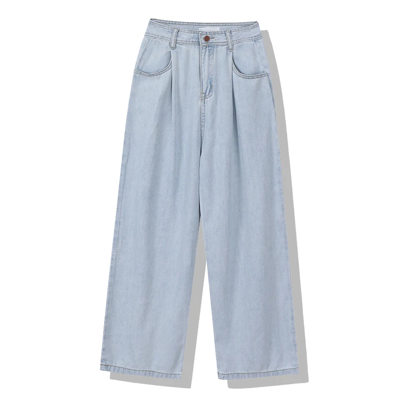 

Women Jeans Streetwear Fashion High Waist Femme Denim Trouser Vintage Casual Blue Versatile Ladies Straight Pants 2021