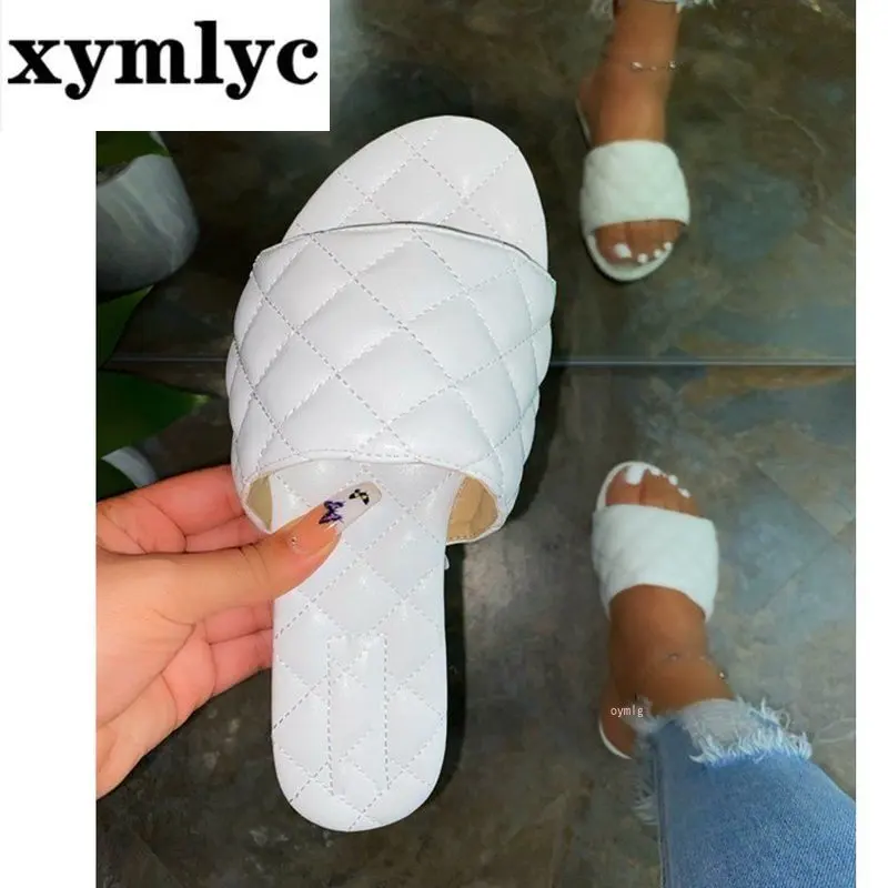 

Fashion Temperament Braided Charm Open-toe Flat Slippers Set Foot Vacation Beach Sandals Casual Flip Flops Women Shoes