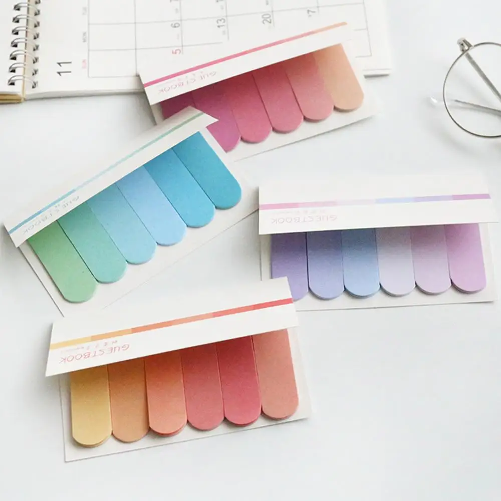 

Cute kawaii Gardient Colors Sticky Notes 120 Sheets Reusable Portable Smooth Writing Notes stickers