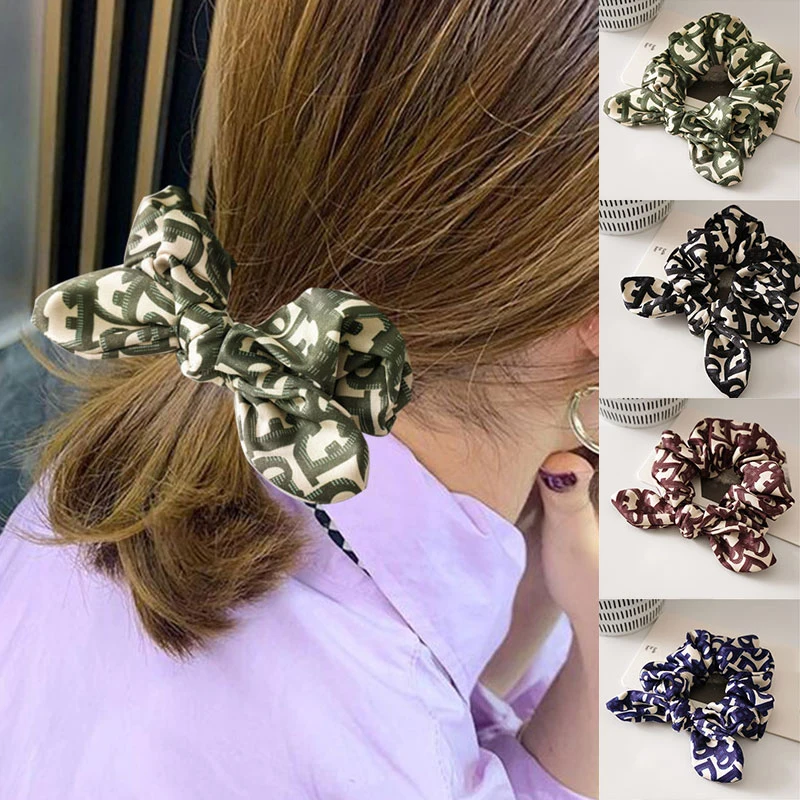 

Rabbit Ears Hair Scrunchie Bowknot Elastic Hair Band Women Girls Vintage Ponytail Holder Hair Rope Hair Ring Hair Accessories