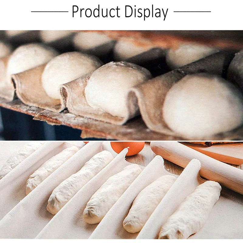 

Natural Bread Fermentation Cloth 2Packs with Food Grade Carbon Steel 4 Groove Wave French Bread Baking Tray