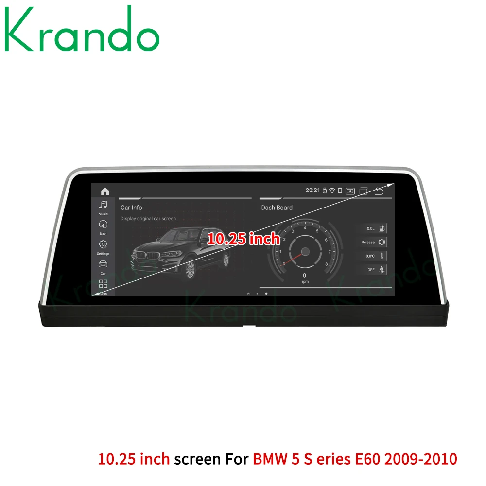 저렴한 Krando 안드로이드 퀄컴 스탠드 스크린 11.0 6G 128G 10.25 자동차 라디오, BMW 5 시리즈 E60 2005-2012 CIC CCC 무선 카플레이